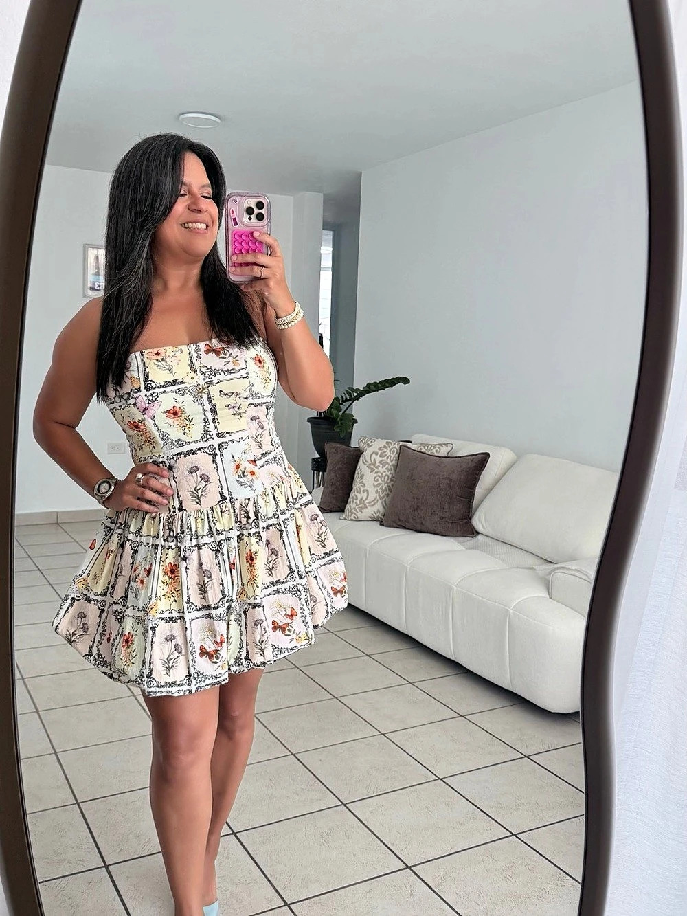 Avec Les Filles Botanical Fit & Flare Mini Dress Floral